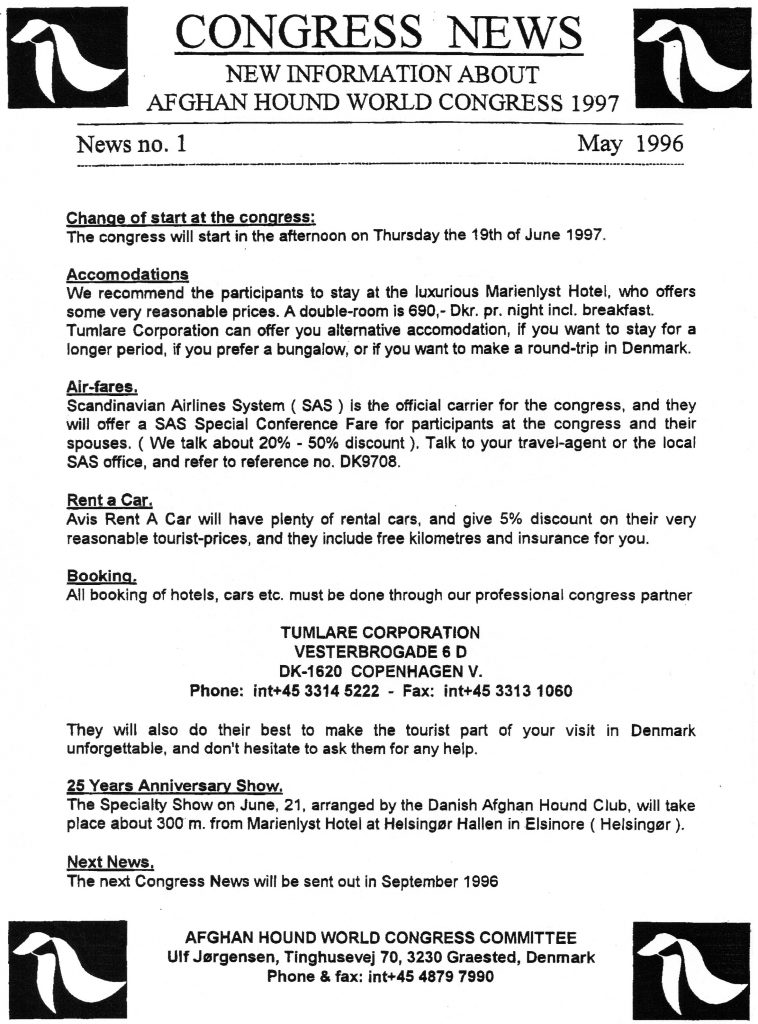 1997 AHWC DK Congress news May 1996