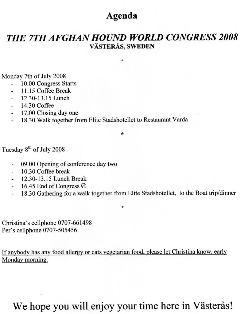 2008 AHWC Sweden Agenda page 1